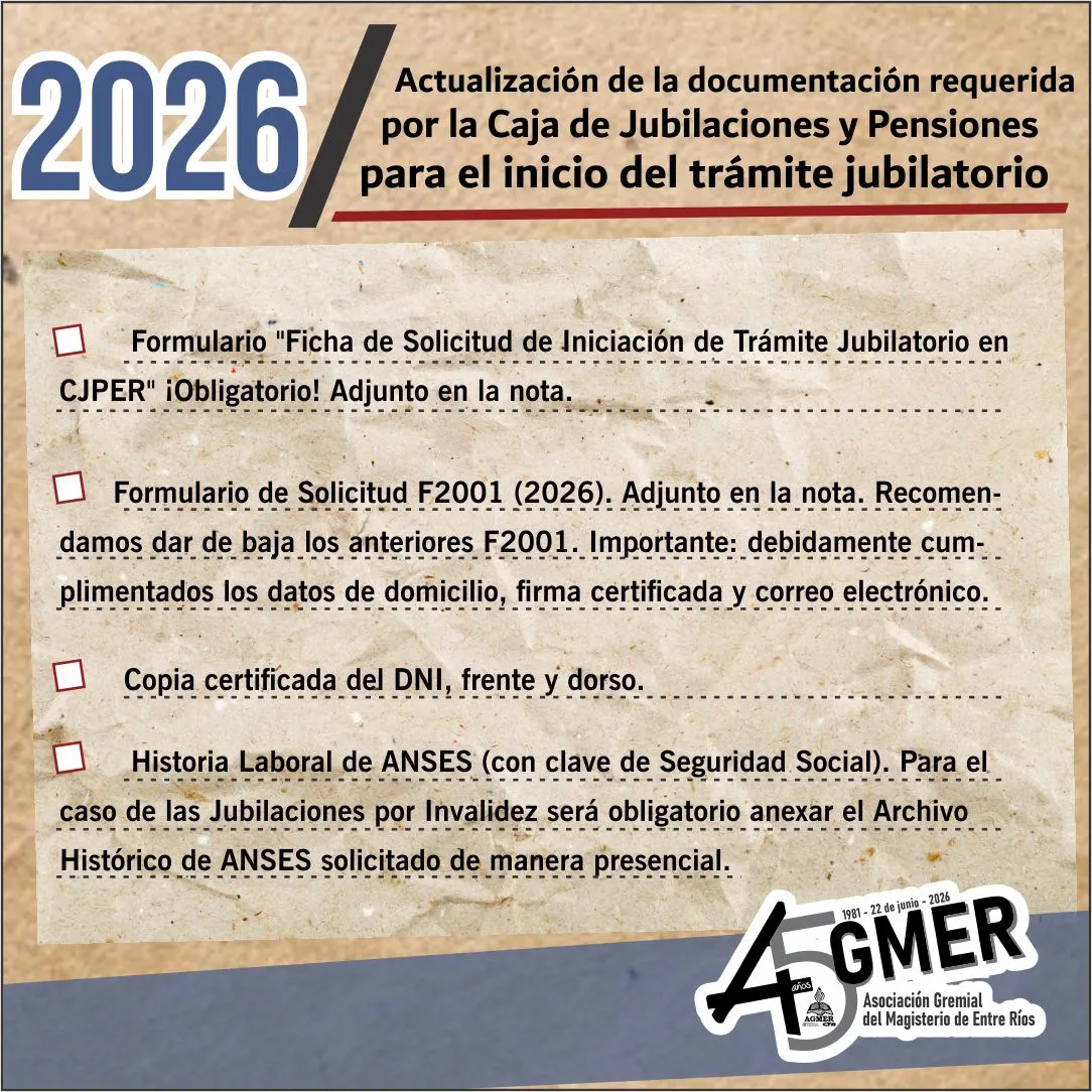 Actualización sobre la Documentación Requerida para el Trámite Jubilatorio